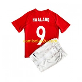 Camisolas de futebol Noruega HAALAND 9 Criança Equipamento Principal 2022 Manga Curta